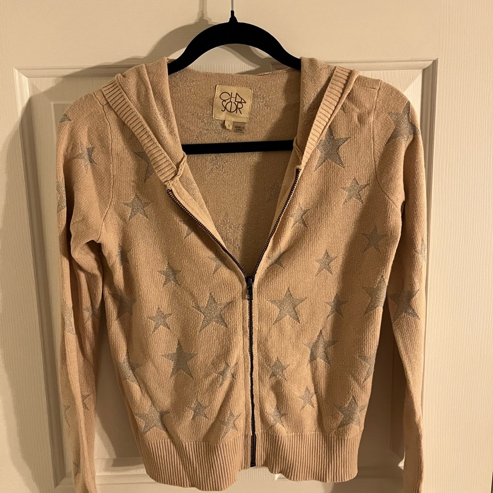 CHASER HOODED ZIP UP SWEATER WITH STARS
